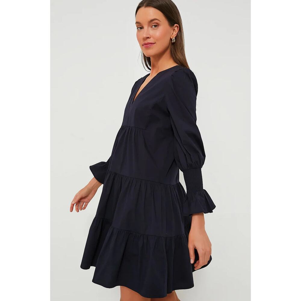 POMANDER PLACE Tuckernuck Navy Cotton Poplin Kenzo Dress Size Small Summer